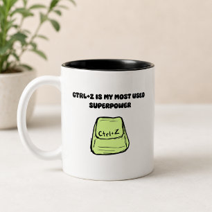 Taza Bicolor Ctrl+Z Superpoder Comando Deshacer Humor Tech Dise