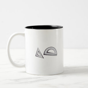 Taza Bicolor Cuadrado y protractor