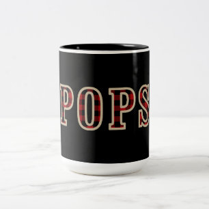 Taza Bicolor Cuadrados de cuadros de búfalo negro rojo rústico 
