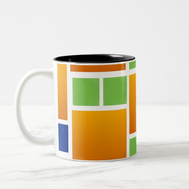 Taza Bicolor Cuadrados de degradado naranja (Izquierda)
