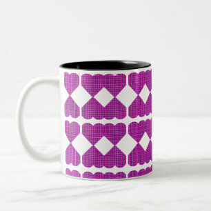 Taza Bicolor Cuadro de Corazón Púrpura Negro Rosa