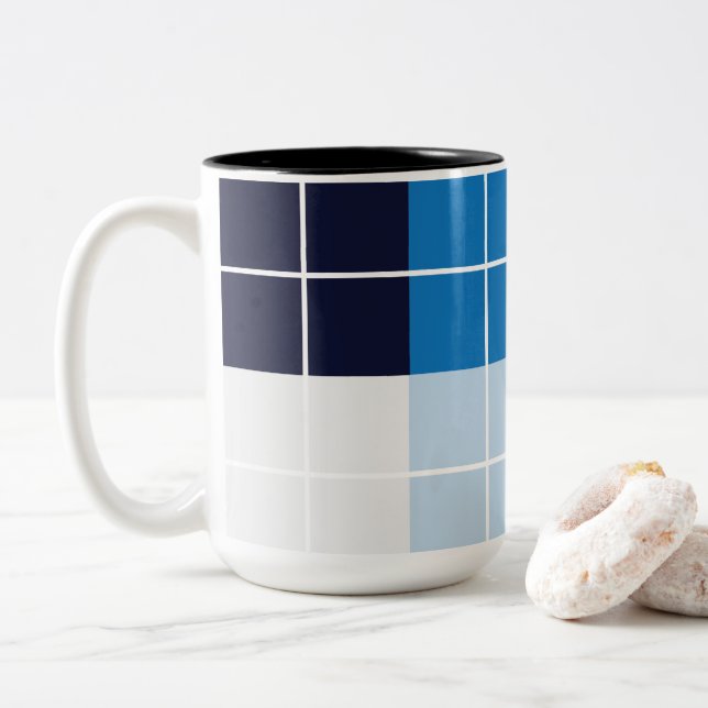 Taza Bicolor Cuadro Escocés Azul (Con donut)