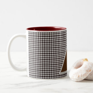 Taza Bicolor Cuadro Escocés Chic Personalizado con Monograma