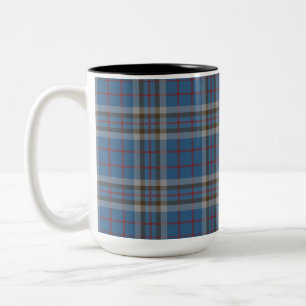 Taza Bicolor Cuadros Azules Grises de Tartán del Clan Plaid Tho