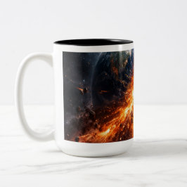 Taza Bicolor Cuando Dos Planetas Colisionan