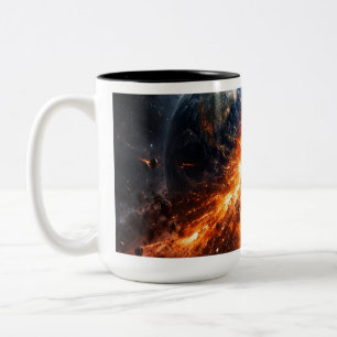 Taza Bicolor Cuando Dos Planetas Colisionan