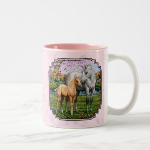 Taza Bicolor Cuarteto de yegua de caballo y rosa de los pies