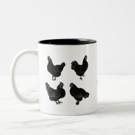 Taza Bicolor Cuatro Hens~Silhouette~Patrón