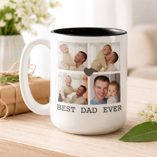 Taza Bicolor Cuatro imágenes del mejor papá de todos, un Día de