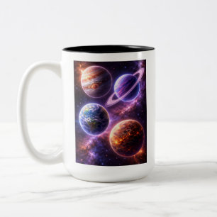 Taza Bicolor Cuatro planetas espaciales únicos