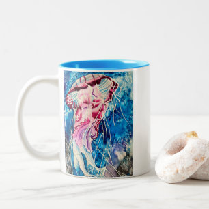 Taza Bicolor Cubierta acuática de gelatina arte oceánico