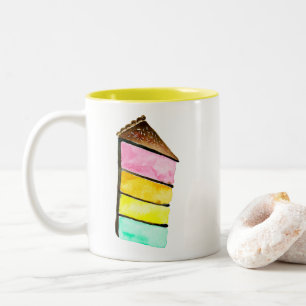 Taza Bicolor Cubierta de pastel de arcoiris linda