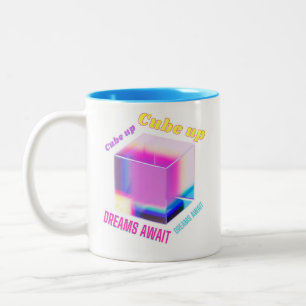 Taza Bicolor Cubo de vidrio holográfico 3D
