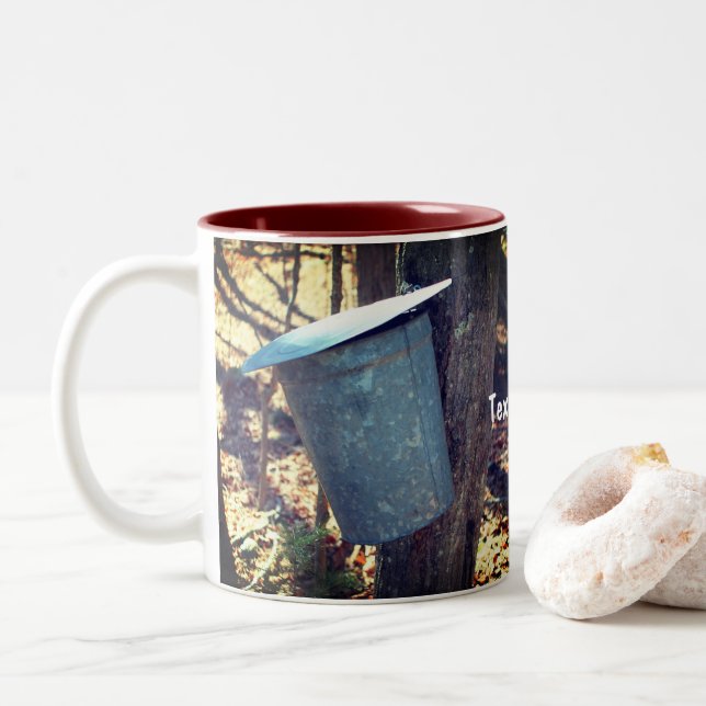 Taza Bicolor Cubo Sap de jarabe de arce personalizado (Con donut)
