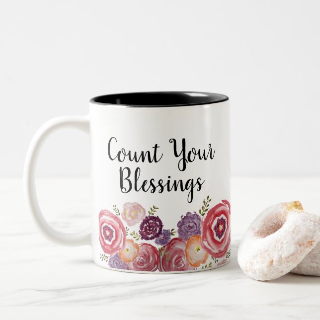Taza Bicolor Cuenta tus bendiciones Wildflower (Con donut)