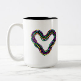 Taza Bicolor Cuentas de Corazón de Mardi Gras Púrpura Verde Dor