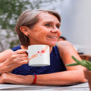 Taza Bicolor "Cuerda Roja Romántica del Destino Manos & Corazon