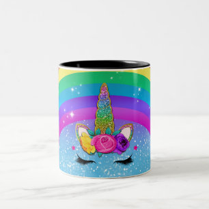 Taza Bicolor Cuerno de Unicornio Glittery Brillante Destello Ar