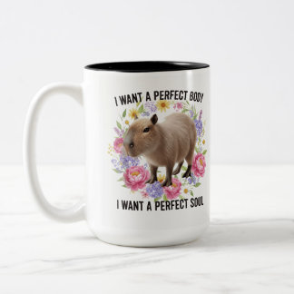 Taza Bicolor Cuerpo Perfecto Alma Perfecta Capybara Lindo Salud