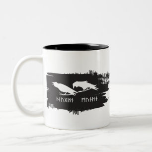 Taza Bicolor Cuervo Cuervo Odín Mitología Vikinga runas rúnico