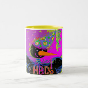 Taza Bicolor ¡Cuervo de las rosas fuertes HBD en una taza!