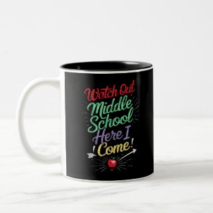 Taza Bicolor Cuidado Escuela Intermedia Aquí Vengo Escuela