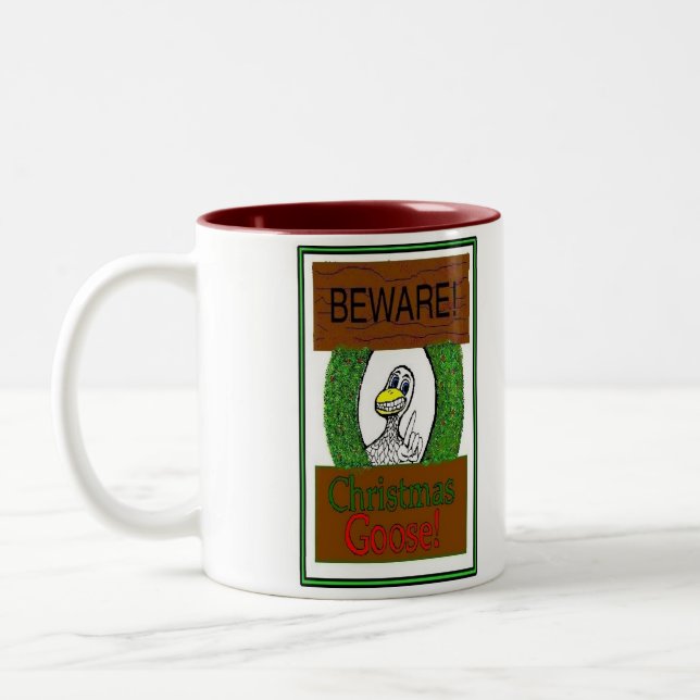 Taza Bicolor ¡Cuidado! ¡Ganso de Navidad! Divertido (Izquierda)