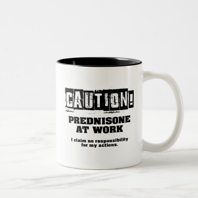 Taza Bicolor ¡Cuidado! Prednisone trabajando (Derecha)