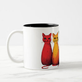 Taza Bicolor Cuidados gatos arcoiris