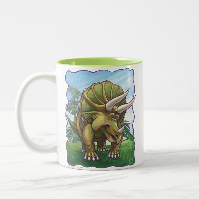 Taza Bicolor Cuidados triceratops cabezas y colas (Izquierda)