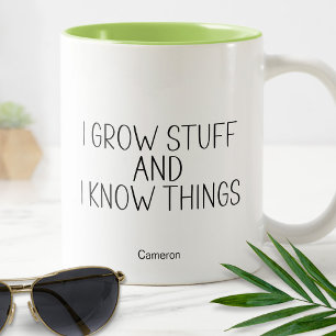 Taza Bicolor Cultivo Cosas Y Sé Cosas Humorístico Divertido Jar