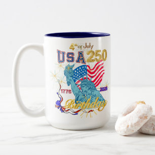 Taza Bicolor Cumpleaños 250 de EE. UU. 4 de julio 1776-2026 (Iz
