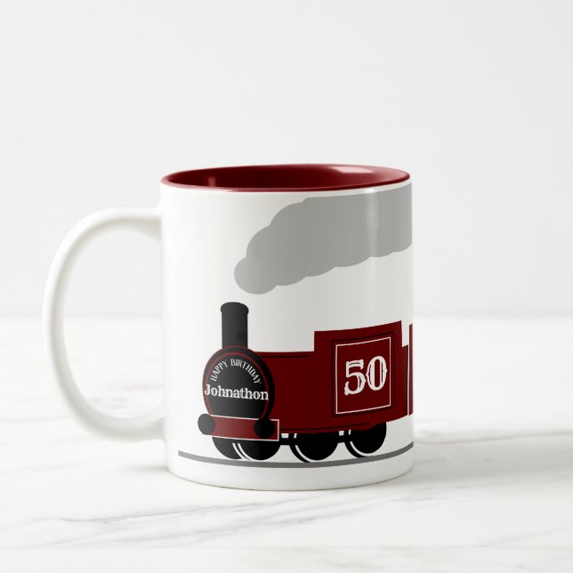 Taza Bicolor Cumpleaños 50 o cualquier otro regalo ferroviario  (Izquierda)