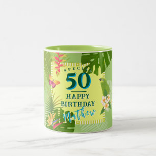 Taza Bicolor Cumpleaños anual paraíso tropical