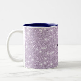 Taza Bicolor Cumpleaños Brillo Purpurina Femenino Lavanda
