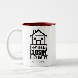 Taza Bicolor Cumpleaños de Coworker, agente inmobiliario person