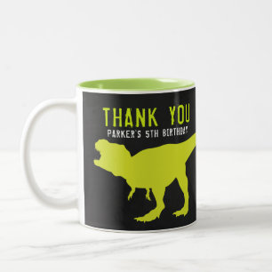 Taza Bicolor Cumpleaños de Dinosaur Gracias