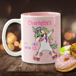 Taza Bicolor Cumpleaños de Unicorn Dabbing Roller