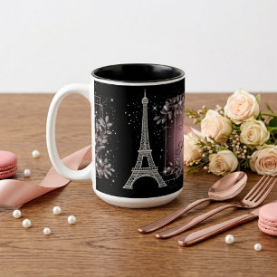 Taza Bicolor Cumpleaños Dulces 16 Elegancia Rosa Rosado Parisin