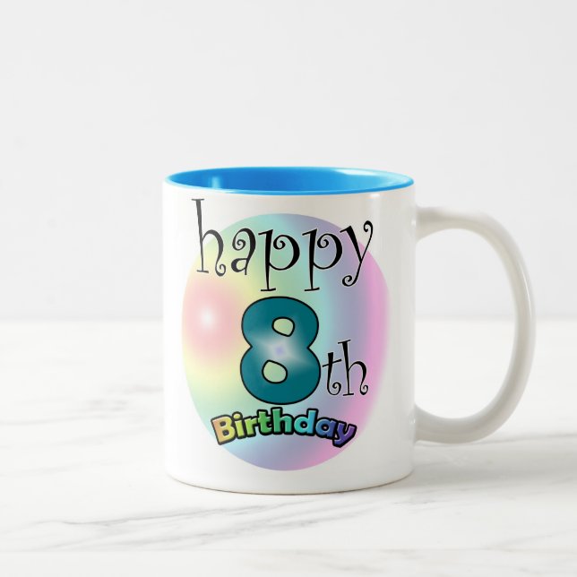Taza Bicolor Cumpleaños Feliz 8 Azul (Derecha)