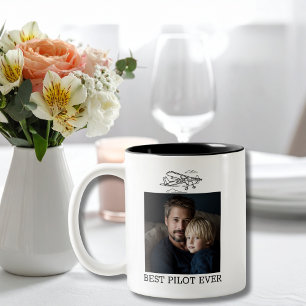Taza Bicolor Cumpleaños Mejor Piloto de Todos 2 Fotos Avión Nub