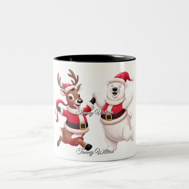 Taza Bicolor Curiosa moda moderna Funny Feliz Navidad (Centro)