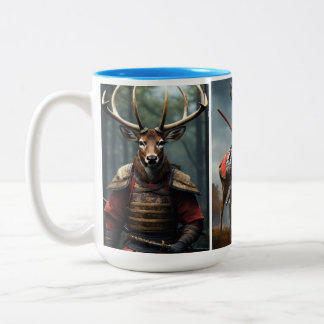 Taza Bicolor Curiosidad Majestuosa: ciervo rojo en el bosque