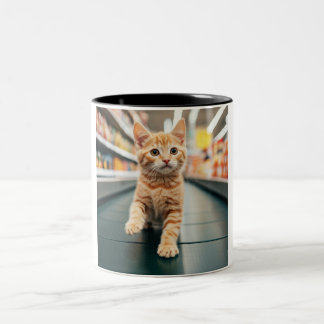 Taza Bicolor Curioso Kitten Conveyor Caper Mug