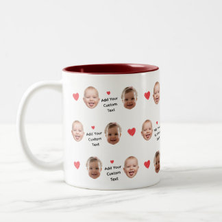 Taza Bicolor Custom 2 Photo Face Pattern Personalized Text