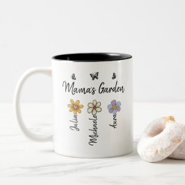 Taza Bicolor Custom Birth Flower Mug Names, Mama's Garden Gift