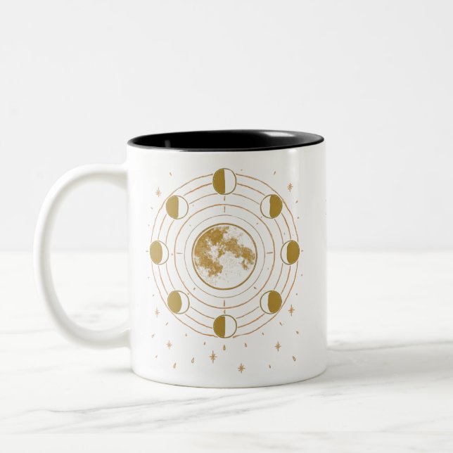Taza Bicolor Custom Celestial Moon Phase Mug (Izquierda)