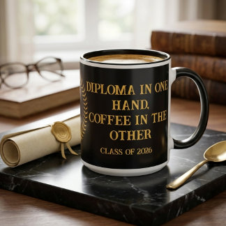 Taza Bicolor Custom Diploma in One Hand Coffee Graduation Mug