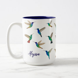 Taza Bicolor Custom hummingbirds