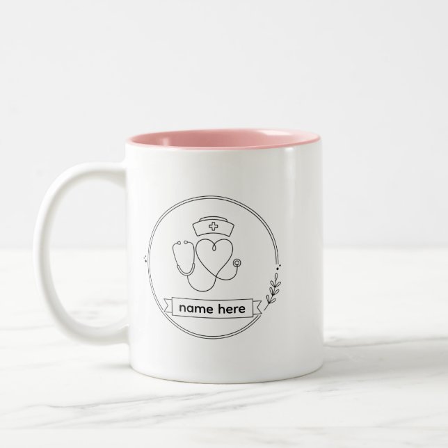 Taza Bicolor Custom Medical Nurse Mug – Name Text Design (Izquierda)